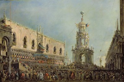 Il Doge che osserva la Festa del Giovedì Grasso nella Piazzetta di San Marco, 1766-70 da Francesco Guardi